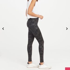 Spanx Faux Leather Camo Leggings, NWT